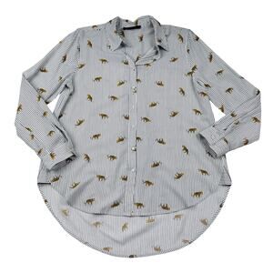 Jane + Delancey Rayon Big Cat Leopard Print Hi Lo Blouse Women's Size Large